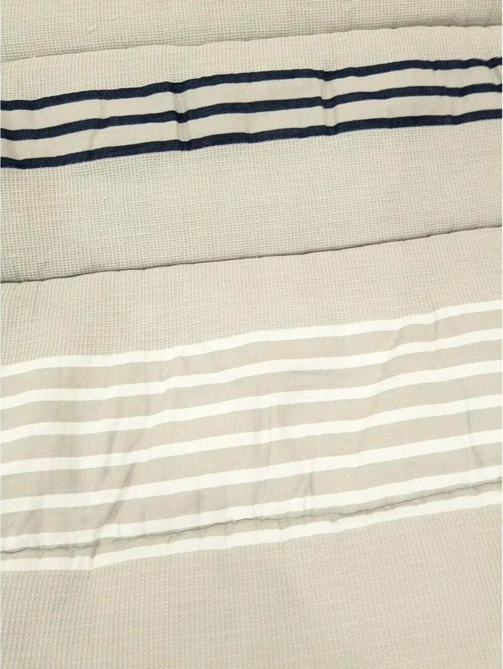 Pottery Barn Teen Wyatt Stripe Comforter Full Queen blanket blue denim orange